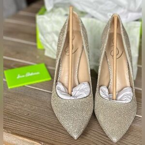 ‼️RARE‼️🎸SAM EDELMAN🎸🔥NWT🔥Hazel Heels in Gold Mesh— 8
